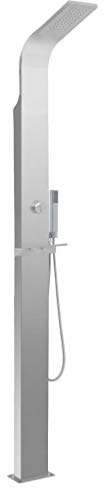 yorten Gartendusche Edelstahl Gebogen Multifunktionale Duschpaneel-System Regendusche, Handbrause 50 Jets 15 x 44 x 210 cm Silbern