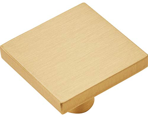 Quadratische Möbelknöpfe aus massivem Messing, für Küchenschrank, Schublade, goldfarben, 2 Stück (2,S, 25 x 20 mm)