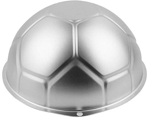 Nikou Cake Mold, 3D Football Birthday Cake Baking Tray Mold with Paper Box, Aluminum Hemisphere Cake Pan Soccer Ball Cake Tin Non-Stick Bakeware Tool for Cake DIY