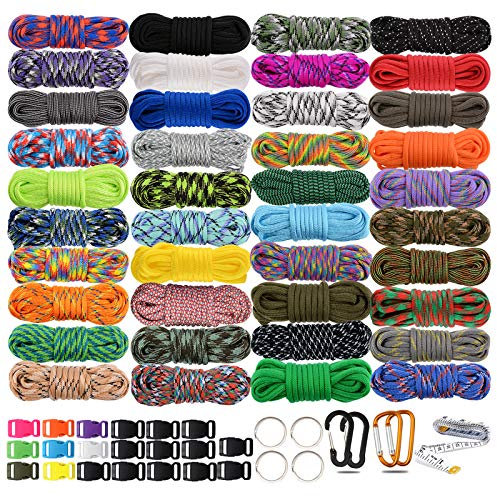 WEREWOLVES 550 Paracord Typ III - Survival Paracord Bracelet Rope Kits - Zelt Seil Fallschirm Schnur Combo Crafting Kits, viele Farben der Outdoor Survival Rope - Great Gift (Luky-40 Color)