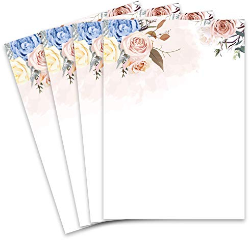 250 Briefbogen DIN A4 - Naturpapier mit Motiv Rosen in Pastellfarben - 120 g/m² - 21,0 x 29,7 cm Briefpapier bedruckbar zum selbst Beschreiben ideal für Einladungen zu Hochzeit und Geburtstag