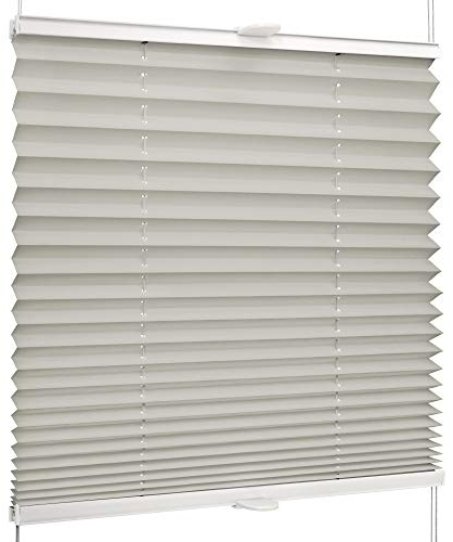SchattenFreude Basic Klemmfix-Plissee für Fenster | Mit Klemm-Haltern | Ohne Bohren | Grau, Breite: 100cm x Höhe: 130cm