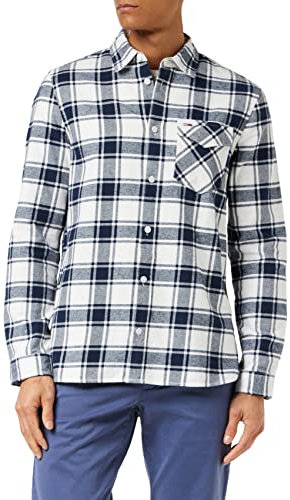 Tommy Jeans Herren TJM FLANNEL PLAID SHIRT Hemd, Weiß kariert, S