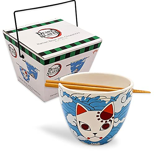 JUST FUNKY Demon Slayer, BOL à Ramen Avec Baguette, 470 ml, Tanjiro Maske