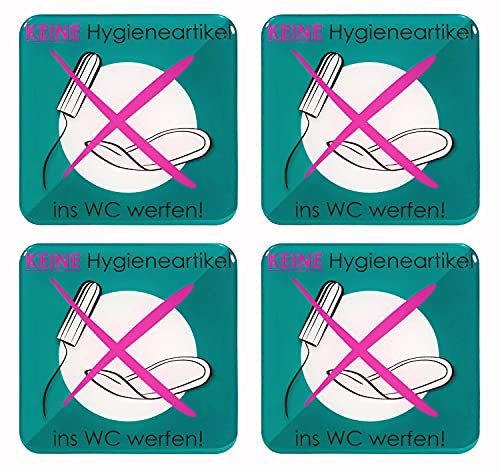 BIKE-label Schild 3D Klo Toiletten Aufkleber 80 x 80 mm 4 Stück keine Hygieneartikel ins WC 900218VE