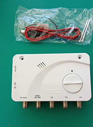 Amplificador de señal de TV para autocaravanas y barcos 12 V – 24 V 3 salidas + Radio FM + DAB 5G Free