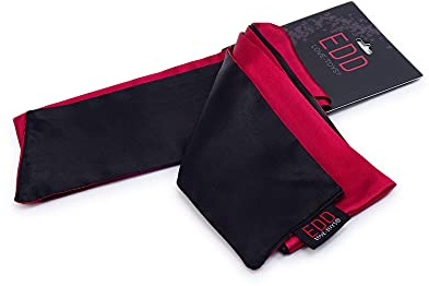 Premium Satin BDSM Bondageschal Augenbinde Bondage Fessel Schal Set (Schwarz-Rot)