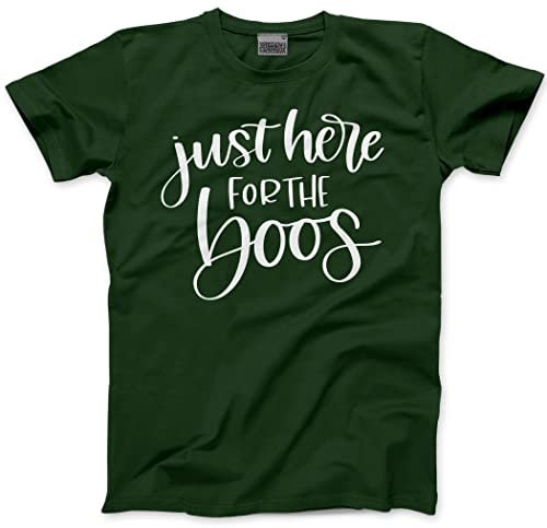 HotScamp Just Here for The Boos Drinking - Youth and Adults Unisex T-Shirt - Halloween Trick Treat Party Drunk XXL Bottle Green