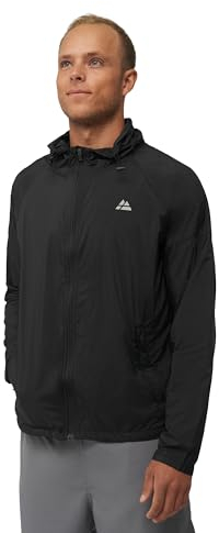 DANISH ENDURANCE Veste Coupe-Vent Homme, Léger & Respirant, Poches Fermées, Capuche Ajustable, Noir, L