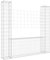 vidaXL Panier de Gabion en Forme de U avec 2 Poteaux Barrière de Jardin Clôture en Mur de Panier Décoration Extérieur Fer 140x20x150 cm