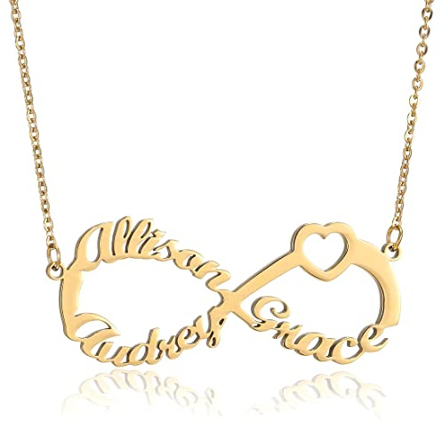 RWQIAN Collana con Nome Personalizzato Pendente Nome Collana 1-4 Nome Catena 14-22 d'argento/Oro/Oro rosa
