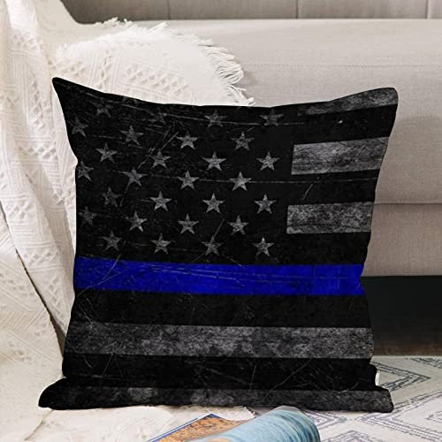 Kissenbezug 45x45 cm,Blaue Linie USA-Flagge,Outdoor Kissen Kissenbezüge Kissenhülle Sofa Kissen dekokissen Zierkissen für Wohnzimmer Garten deko draußen