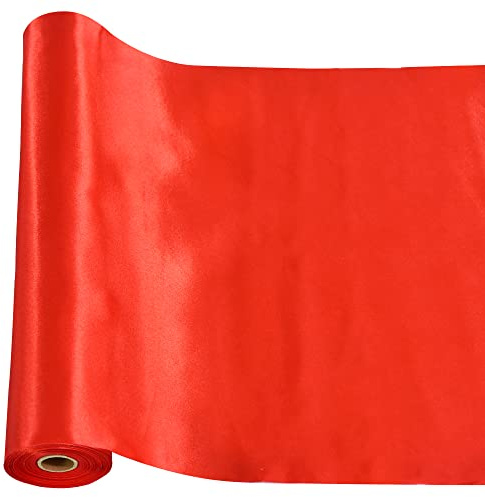 TONIFUL Breit Satinband Farbiges Stoffband für Geschenkband Öffnen des Schleifen Große Öffnung der Bänder Den Stuhl Hochzeit Party Dekoration Valentinstag Weihnachten-Rot 30m x 9m