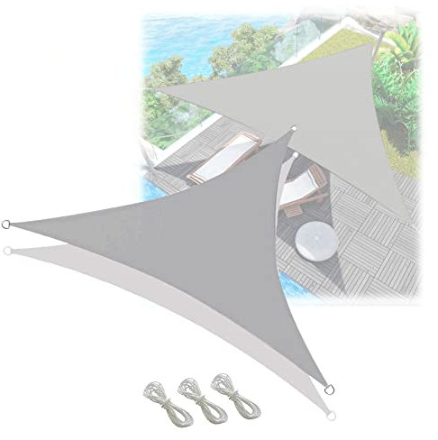 Sun Shade Sail Waterproof, 98% UV Block Sail Awning with Waterproof Strip, Sun Shade Sail for Patio/Garden Lawn/Pergola/Garages/Swimming Pools/Beach/Camping,grau-3x3x3