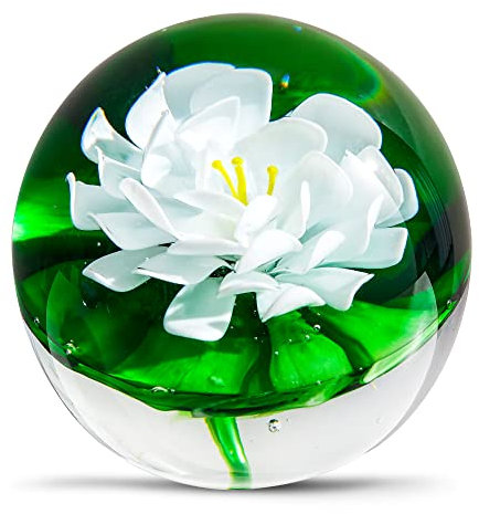 EUSTUMA Glasblumen-Briefbeschwerer-Figur Für Den Schreibtisch. Geben Sie Ihnen EIN Geschenk Von Der Person, Die Sie Lieben, Der Gartendekoration. (Weiß)