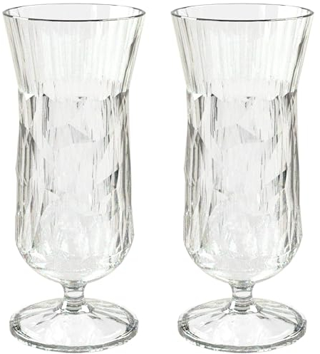Koziol Superglas Club No. 17, 2 Stück, 400 ml, Cocktail- & Longdrink-Glas aus kristallklarem Kunststoff, luxuriös, unzerbrechlich, wiederverwendbar, Party, Camping, 2er Set