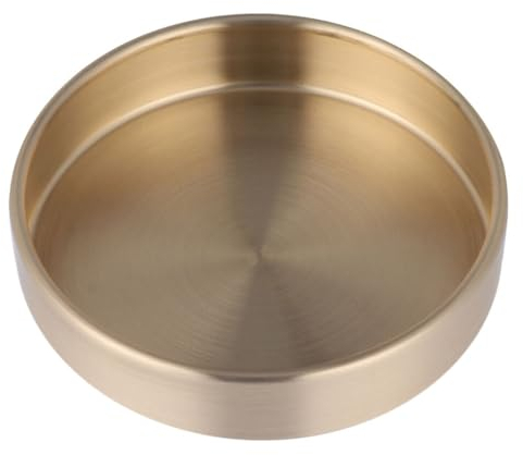Alipis Disco De Almacenamiento De Latón Bandeja De Adorno Bandeja Redonda Dorada Decoración De Oro Rosa Soporte De Joyería De Estilo Nórdico Plato De Joyería Bandeja Adorno De