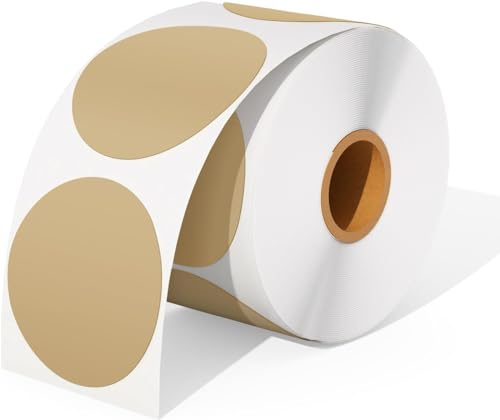 MUNBYN 2 Runde Etiketten Selbstklebend Rolle-Versandetiketten 500 Etiketten Kreis Thermodirekt Etiketten für DIY-Logo-Design QR-Code Namensschild Adressetiketten Haushaltsetiketten Kraftpapierfarbe