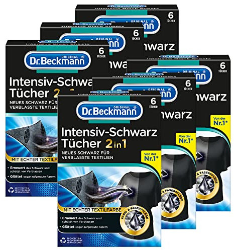 Dr. Beckmann Lingettes noires intenses | Pour des fibres noires et lisses intenses | 6 x 6 lingettes
