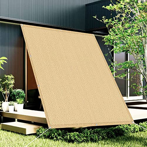 Sonnensegel 3.2 x 3.5 m Wasserdurchlässig Sonnenschutz Sonnensegel Balkon Sonnenschutz mit Ösen und Kabelbinder für Balkon Garten Terrasse, Sandgelb