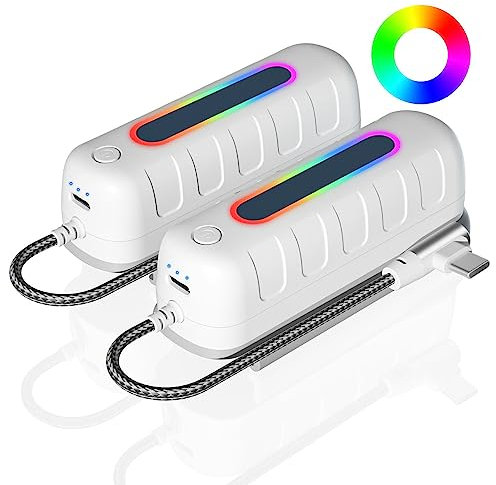 Saqico Battery Pack for Oculus Quest 2, 5000mAh Extended Power with Multi-Colors RGB Lights Compatible with Original Meta Quest 2 Head Elite Strap Extra 2-4H Playtime 2 Pack (5000mah+ 5000mah)