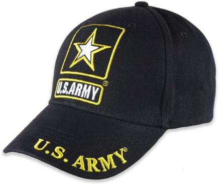US Army Hat for Men and Women, Officially Licensed Product, Adjustable Strap Baseball Cap - US Army Embroidered Baseball Cap Beautifully Stitched Lettering on The Front and Back (Black)