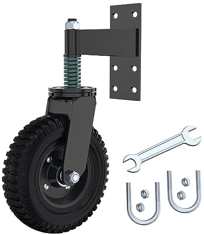 Lygoeege Roue de portail 20 cm pour portail en métal Capacité 275 kg Ressort rotatif à 360 ° Absorbe les chocs Heavy Duty Castors Outil d'installation inclus