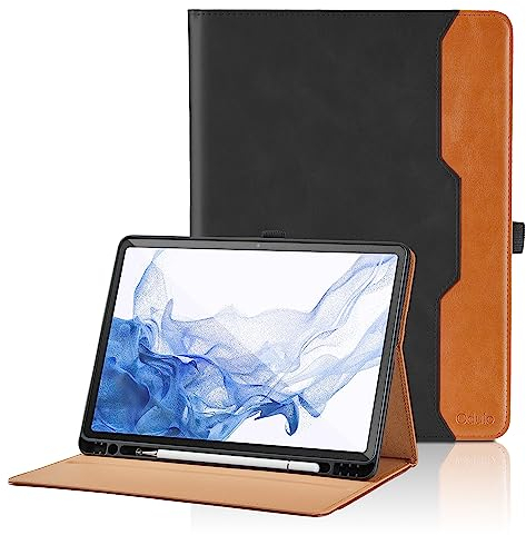 Custodia per Samsung Galaxy Tab S8 11'' 2022 / Galaxy Tab S7 11 2020 Pelle Tablet Case, Multi-Angli Supporto Pieghevole Cover Protettiva con Tasca, Auto Sveglia/Sonno - Nero