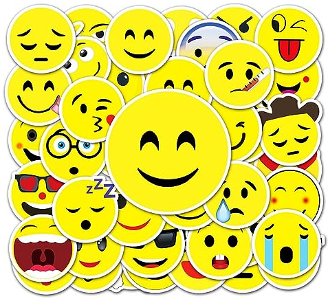 Aufkleber,100Stück Emoticon Sticker Set Stickers Graffiti Style Decals für Auto Motorräder Fahrrad Skateboard Gepäck Laptop Aufkleber, Geeignet für Geburtstagsgeschenke, Erwachsene Kinder.