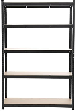 Panana 5 Tier Storage Rack Shelves Shelf Unit 180x100CM 175kg Per Shelf Heavy Duty Metal Industrial Shelves Storage Rack Shed (180x100x40cm black)
