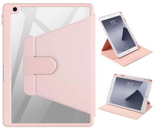 ProtUTab Rotating Case 10.2 Compatible with iPad 9th Generation(2021)/8th Generation(2020)/7th Gen(2019),360 Degree Rotating Stand Cover, Multi-Angle Viewing Folio Cover with Pencil Holder