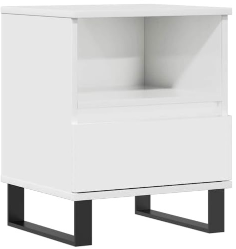 vidaXL Nachttisch, Nachtschrank mit viel Stauraum, Kommode für Schlafzimmer, Nachttischschrank Beistelltisch Aufbewahrung Nachtkästchen, Hochglanz Weiß Holzwerkstoff