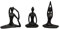 Glas Art handmade 3er Set aus schönen Yoga Figuren Dekofigur für Yoga Pilates Meditation Wohnzimmer Esszimmer (Schwarz, 15x18cm)