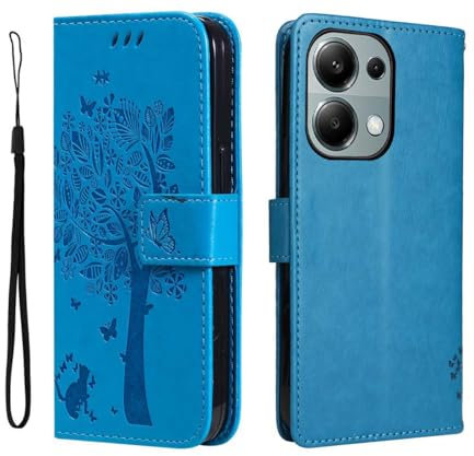 PEIYE Cover per Xiaomi Redmi Note 13 Pro 4G - Custodia in Pelle PU con Design a Rilievo, Silicone Soft Antiurto, Flip Libro con Portafoglio, Chiusura Magnetica - Case -Blu