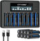 CITYORK 8-slot AA AAA LCD Battery Charger with 16 x 3000mAh AA NI-MH Rechargeable Batteries Independent Slot Fast Charging Function