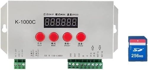 K-1000C (T-1000S aktualisiert) WS2812B APA102C SK6812 WS2811 WS2801 LED-Streifen 1536 Pixel Controller DC5-24V Adressierbarer programmierbarer Controller mit SD-Karte