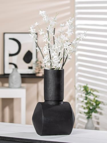 Casablanca Moderne Dekovase - Vase für Pampasgras Deko Wohnzimmer - Geschenk Geburtstagsgeschenk - Farbe: Anthrazith Dunkelgrau Höhe 30 cm