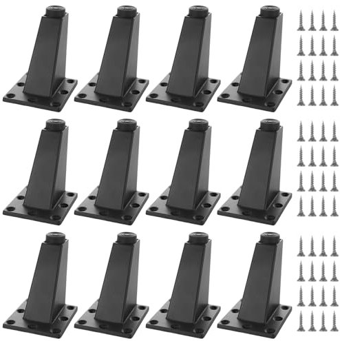 YAYODS 12 Pièces Pieds de Meubles, Pied de Meuble 8 cm Noir, Pied Table Basse Metal Noir avec Vis, Pieds Meuble, Pied de Canapé, Pied pour Meuble, Pieds pour Meuble, Pied Meuble pour Canapé