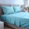 Juego de Sábanas 4 Piezas 150x190/200. Sábanas de Cama de Poliéster Microfibra cepillada. Sábana Plana, Sabana Bajera Ajustable y 2 Fundas de Almohada. Color Agua