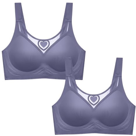 MOONBADI BH Damen ohne bügel Lila (2pcs) Damen Sport BH Ohne Bügel Ringerrücken Bustier mit Gepolstert für Yoga Fitness Training Tshirt BH 95C