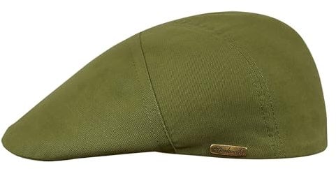 Sterkowski Modell Ivy Five | 100% Gekämmte Baumwolle Schiebermütze für Herren und Damen | Flatcap Klassische Kappe Leichte Sommer Hautfreundliche Handgenäht Retro Vintage Casual Grüne Olive 60