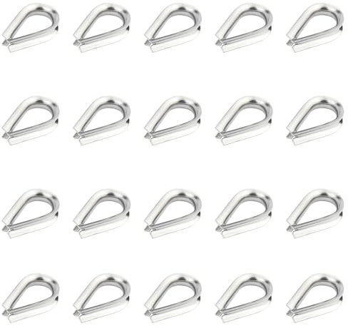 Leliafleury Drahtseilkauschen M4, Edelstahl, Kabelschuh, Herzkausche für Drahtseil, Seil, Takelage, 20 Stück
