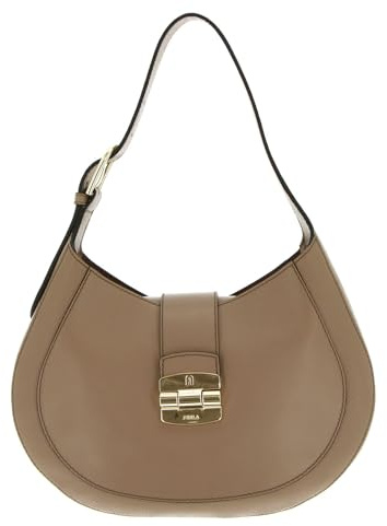 Furla Leder Schultertasche Club 2 Hobo Greige taupe