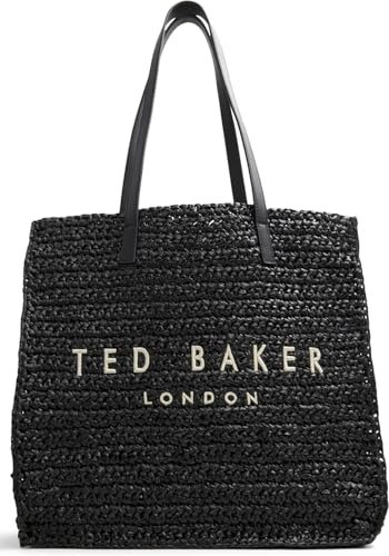 Ted Baker Women's Skye Raffia Tote Handbag Black, Black, Medium