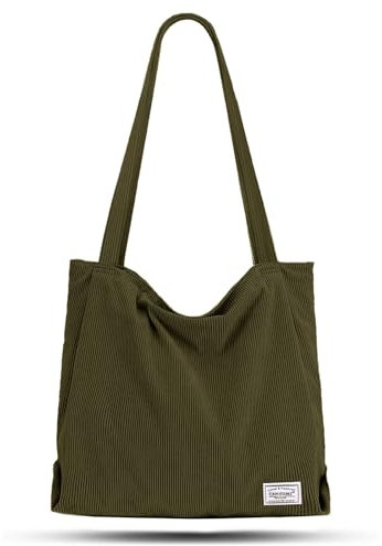 TANTOMI Shopper Tasche Damen, Tote Bag mit Reißverschluss aus Cord, Shopper Damen Groß für Arbeit Büro Reisen Einkaufen Schule und Alltag