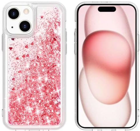DEFGNOP For iPhone 15 Case Girls Women Glitter Bling Clear Cover Cute Crystal Slim Fit Bumper Silicone Phone Case for iPhone 15 2024,Pink