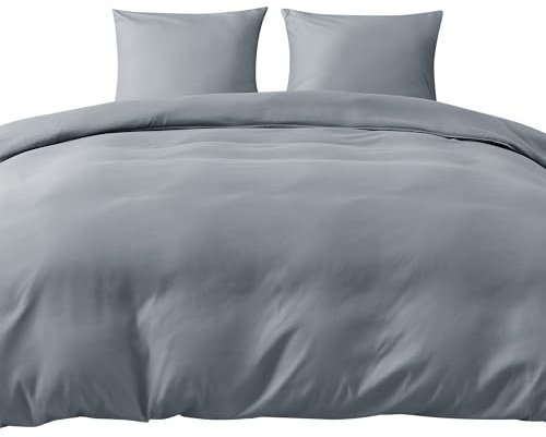 puredown Bettbezüge 135x200cm + 1er Kissenbazug 40x80cm - Mikrofaser Atmungsaktive Superweich, Oeko-Tex Bettwäsche-Sets, 2 teilig, Grau