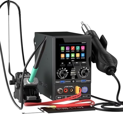 180W 30V/25A Digital Power Supply with Power Supply, Hot Air Station, Soldering Iron and Spot Welding Machine Function for Mobile Phone Welding, Supporting D210 Handle