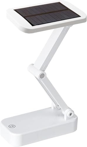 SUAVER Solar Tischlampe 2-in-1 Aufladung LED Tischleuchte Tragbare Faltbare Schreibtischlampe Dimmbare LED Leselampe Akku Solarlampen kabellos Nachttischlampe für Büro,Schlafzimmer,Reisen (Weiß)
