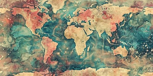 Peinture Numero Adulte, carte du monde Peinture par Numéro Adulte Rétro, DIY Peinture Acrylique pour Enfants, Peinture Numero Adultes Loisirs Créatifs, Décoration et Cadeaux, Avec Cadre 50x100cm E-3